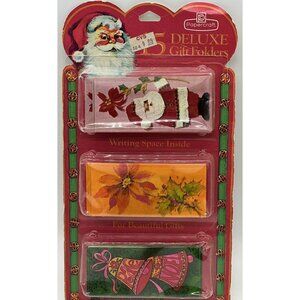 Papercraft Vintage Deluxe Gift Folders Tags 15 Santa Bells Pointsettia Christmas